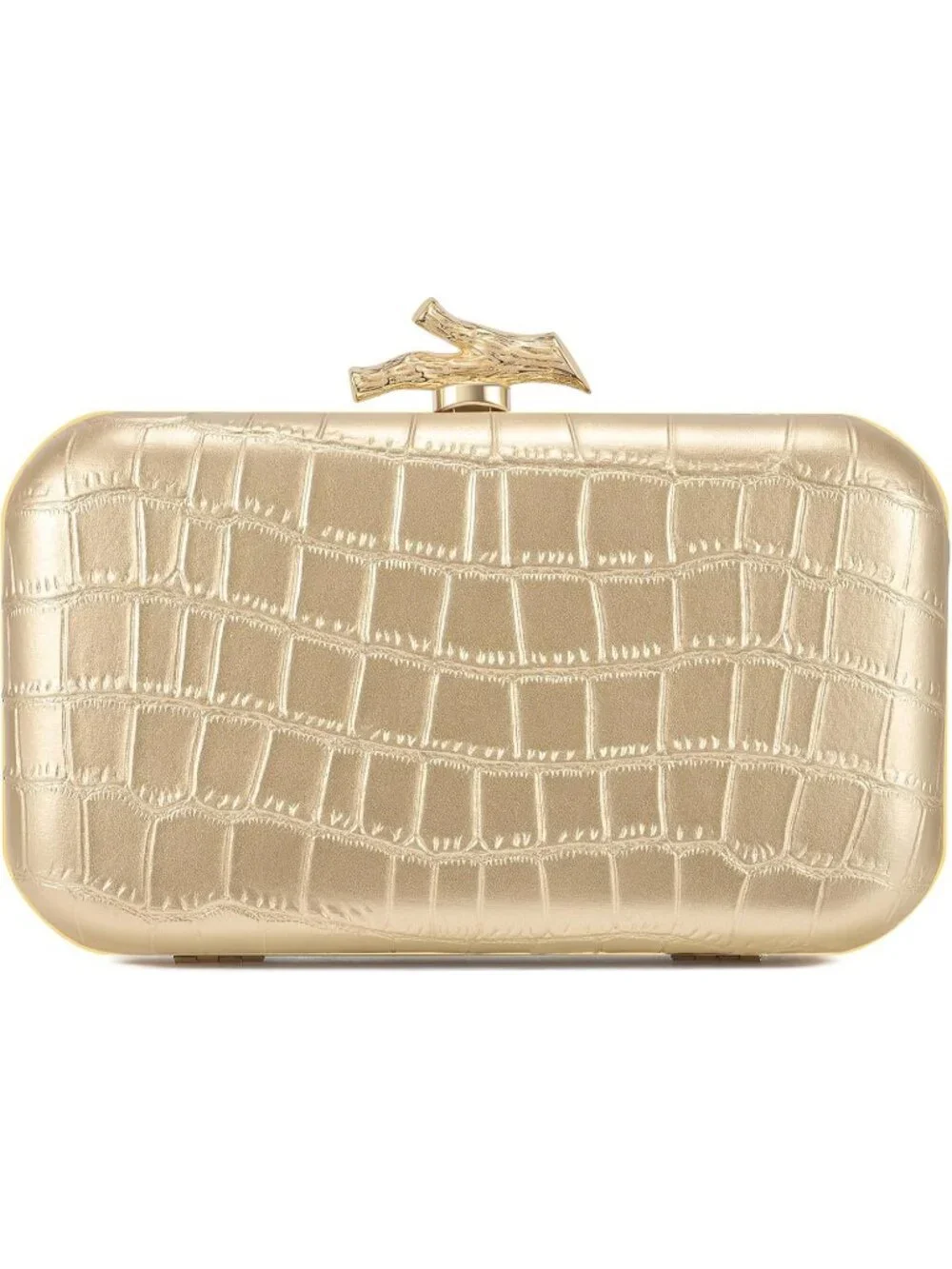 Women's Gold Pu Leather Clutch Purse Formal Chain Evening Wedding Bag